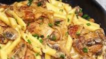 Pork Tenderloin in Creamy Mushroom Sauce and Pasta dinner Pork Tenderloin in Creamy Mushroom Sauce and Pasta dinner