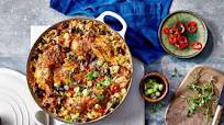 Spicy chicken, rice and peas bake Spicy chicken, rice and peas bake