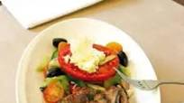 Grilled lamb chop with greek salad Grilled lamb chop with greek salad