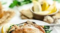 Pan Fried Pork Chops in White Wine Sauce with Spinach and Beans Pan Fried Pork Chops in White Wine Sauce with Spinach and Beans