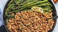 Garlic Butter Pork with Lemon Asparagus