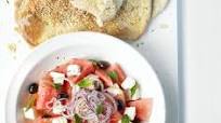 Watermelon & feta salad with crispbread Watermelon & feta salad with crispbread
