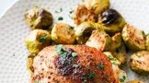 Oven Baked Honey Mustard Chicken Thighs and Brussels Sprouts {gluten free + paleo} Oven Baked Honey Mustard Chicken Thighs and Brussels Sprouts {gluten free + paleo}
