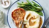 Pan-Seared Pork Chops & Mashed Potatoes with Rosemary Gravy & Roasted Green Beans Pan-Seared Pork Chops & Mashed Potatoes with Rosemary Gravy & Roasted Green Beans
