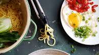 Asian beef mince noodle bowl with fried egg Asian beef mince noodle bowl with fried egg