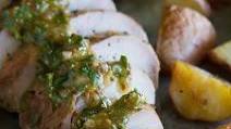 Roasted Pork Tenderloin with Potatoes and Mustard Sauce Roasted Pork Tenderloin with Potatoes and Mustard Sauce