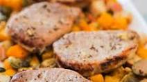 Maple Glazed Pork Chops with Apples, Butternut Squash & Brussels Sprouts Maple Glazed Pork Chops with Apples, Butternut Squash & Brussels Sprouts