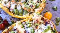 Keto Low Carb Cheesy Chicken Pesto Spaghetti Squash Keto Low Carb Cheesy Chicken Pesto Spaghetti Squash