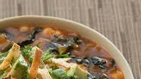 Hominy & Poblano Pepper Pozole with Avocado & Crispy Tortilla Strips Hominy & Poblano Pepper Pozole with Avocado & Crispy Tortilla Strips