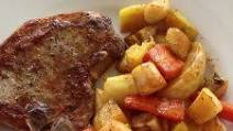 Cumin spiced pork chops with root vegetables Cumin spiced pork chops with root vegetables