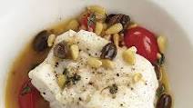 Black Cod with Pine Nuts, Tomatoes, and Olives Black Cod with Pine Nuts, Tomatoes, and Olives