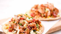 Summer Salmon Tostadas with corn salsa and queso fresco Summer Salmon Tostadas with corn salsa and queso fresco