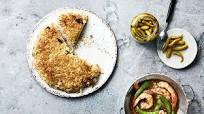 Crisp noodle cake with XO prawn stir-fry Crisp noodle cake with XO prawn stir-fry