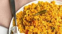 ONE-POT VEGETABLE SPICY RICE WITH ONION RAITA ONE-POT VEGETABLE SPICY RICE WITH ONION RAITA
