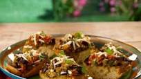 Grilled Eggplant Caponata Bruschetta with Ricotta Salata Grilled Eggplant Caponata Bruschetta with Ricotta Salata
