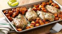 Jerk Chicken with Sweet Potatoes Sheet-Pan Dinner Jerk Chicken with Sweet Potatoes Sheet-Pan Dinner
