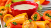 Buffalo Hummus Stuffed Sweet Pepper Poppers Buffalo Hummus Stuffed Sweet Pepper Poppers