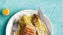 Grilled salmon & chicory with cannellini bean mash Grilled salmon & chicory with cannellini bean mash