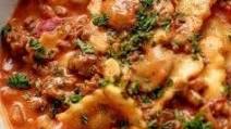 One Pot Ravioli in a Creamy Tomato Beef Sauce One Pot Ravioli in a Creamy Tomato Beef Sauce