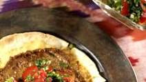 Ground Beef Sfeeha on Pita Ground Beef Sfeeha on Pita