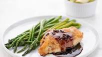 Kroger Health Balsamic-Fig Chicken with asparagus and pears Kroger Health Balsamic-Fig Chicken with asparagus and pears