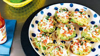 Crab tostadas with green mango Crab tostadas with green mango