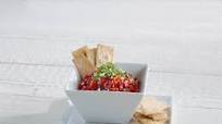 Red Pepper Bruschetta with Tortilla Chips Red Pepper Bruschetta with Tortilla Chips