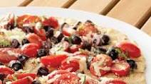 Grilled Pizza with Tomatoes & Olives Grilled Pizza with Tomatoes & Olives
