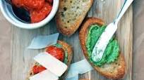 Pesto and Oven Roasted Tomato Bruschetta Pesto and Oven Roasted Tomato Bruschetta
