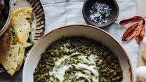 Green Lentil & Spinach Dal with Spinach Flatbreads Green Lentil & Spinach Dal with Spinach Flatbreads