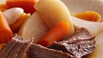 Beer-Braised Bison Brisket with Root Vegetables Beer-Braised Bison Brisket with Root Vegetables