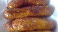 Spicy beef sausage and a simple sandwich Spicy beef sausage and a simple sandwich