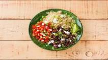 Vegetarian Burrito Bowl with Salsa, Crispy Black Beans, and Monterey Jack Vegetarian Burrito Bowl with Salsa, Crispy Black Beans, and Monterey Jack