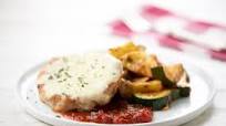 Pork Chop Parmesan with zucchini and yellow squash Pork Chop Parmesan with zucchini and yellow squash