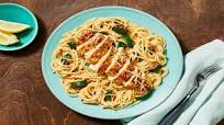 Italian Chicken over Lemony Spaghetti with Zucchini & Chili Flakes Italian Chicken over Lemony Spaghetti with Zucchini & Chili Flakes