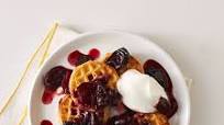 Waffle short stack with cherry-almond sauce Waffle short stack with cherry-almond sauce