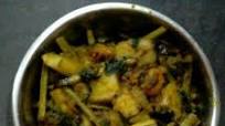 Lau shak chingri chorchori(bottle gourd leaves prawn curry) Lau shak chingri chorchori(bottle gourd leaves prawn curry)