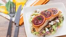 Blood Orange Roasted Salmon with Chickpea & Cucumber Salad Blood Orange Roasted Salmon with Chickpea & Cucumber Salad