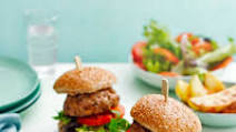 Pork and apple burgers with potato wedges Pork and apple burgers with potato wedges