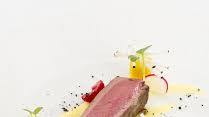 Roast venison with raspberry sauce, Tifda pepper, Agria mousseline and crisp radishes Roast venison with raspberry sauce, Tifda pepper, Agria mousseline and crisp radishes