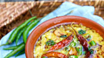 Moong Daal with Curry Leaf, Red Chile, and Tempered Garlic Moong Daal with Curry Leaf, Red Chile, and Tempered Garlic