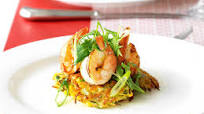 Zucchini cakes with lemon prawns Zucchini cakes with lemon prawns