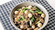 Asadong Pork Giniling with Quail Egg and Mushroom Asadong Pork Giniling with Quail Egg and Mushroom