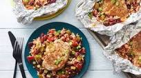 Cajun Pork Chop, Red Beans and Rice Foil Packs Cajun Pork Chop, Red Beans and Rice Foil Packs