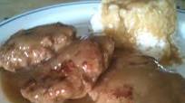 Burger steak with gravy sauce Burger steak with gravy sauce