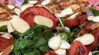 Spinach Watermelon Salad with Goat Cheese Medallions Spinach Watermelon Salad with Goat Cheese Medallions