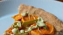 Sweet Potato Pizza with Avocado Crema Sweet Potato Pizza with Avocado Crema