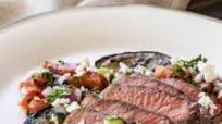 Seared Steak and Grilled Eggplant with Salad Seared Steak and Grilled Eggplant with Salad