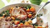 Pork Chops with Butternut Squash, Escarole, and Walnuts Pork Chops with Butternut Squash, Escarole, and Walnuts