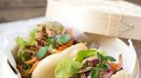 Steamed bao buns with pulled pork Steamed bao buns with pulled pork